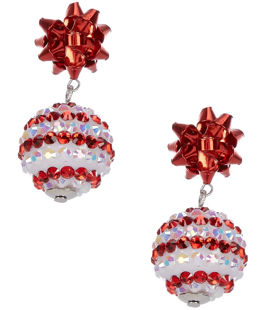 Merry & Bright Christmas Candy Cane Bead Drop Earrings