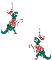 Merry & Bright Christmas Dinosaur Drop Earrings