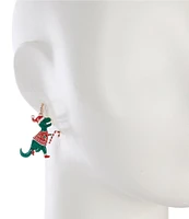 Merry & Bright Christmas Dinosaur Drop Earrings