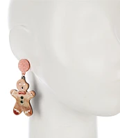 Merry & Bright Christmas Gingerbread Man Statement Drop Earrings