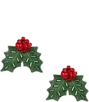 Merry & Bright Christmas Holly Stud Earrings