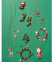 Merry & Bright Christmas Jolly Santa Long Pendant Necklace