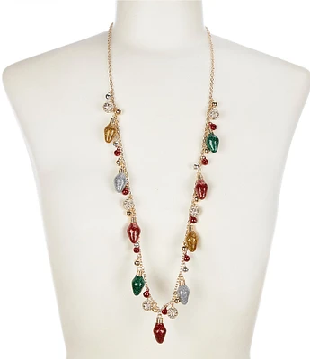 Merry & Bright Christmas Lights and Jingle Bells Long Strand Necklace