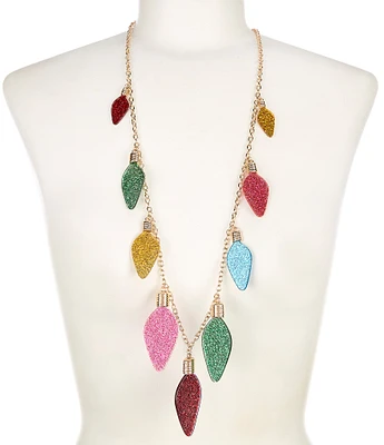 Merry & Bright Christmas Lights Long Strand Necklace