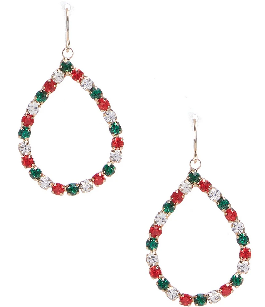 Merry & Bright Christmas Loop Crystal Drop Earrings