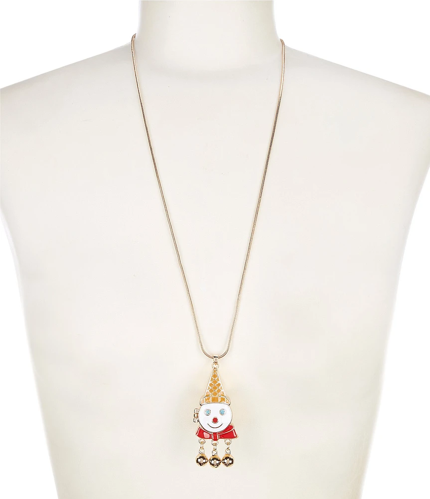 Merry & Bright Christmas Mr. Bingle Locket Long Pendant Necklace