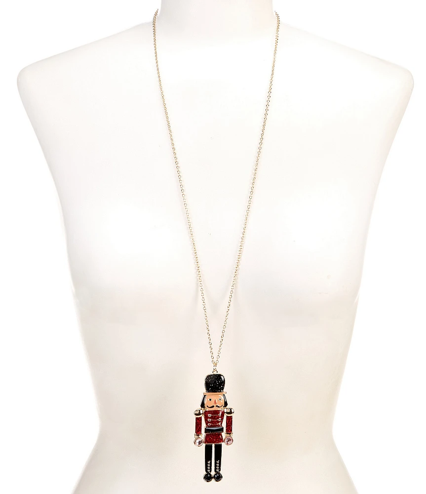 Merry & Bright Christmas Nutcracker Long Pendant Necklace