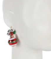 Merry & Bright Christmas Ornament Ball with Jingle Bells Drop Earrings