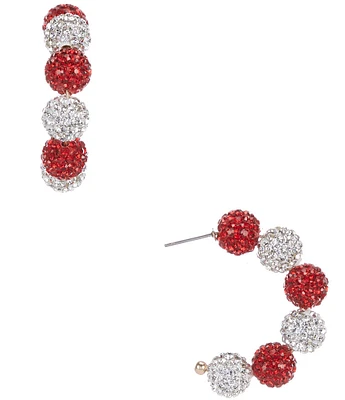 Merry & Bright Christmas Pave Crystal Fireball Hoop Earrings