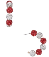 Merry & Bright Christmas Pave Crystal Fireball Hoop Earrings