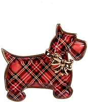 Merry & Bright Christmas Plaid Scotty Dog Pin