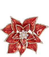 Merry & Bright Christmas Poinsettia Pin