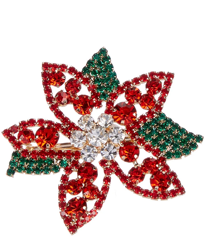 Merry & Bright Christmas Poinsettia Pin