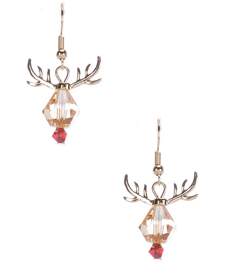 Merry & Bright Christmas Reindeer Drop Earrings