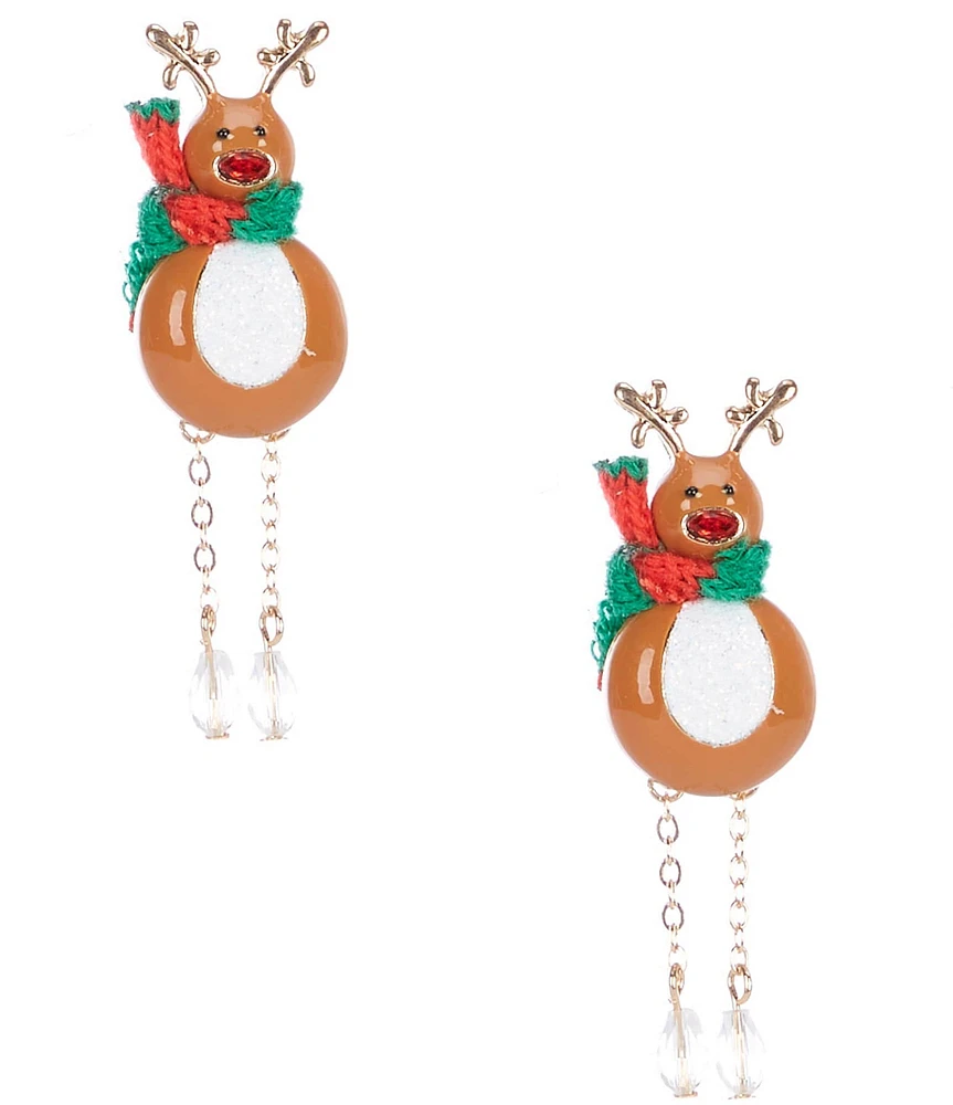 Merry & Bright Christmas Reindeer Shaky Drop Earrings