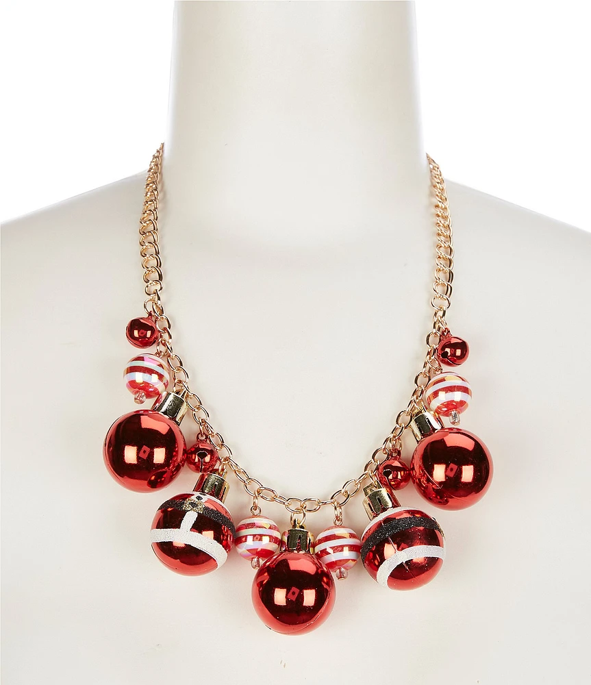 Merry & Bright Christmas Santa Bauble Collar Necklace