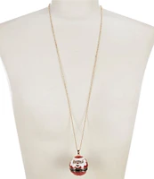 Merry & Bright Christmas Santa Jingle Long Pendant Necklace