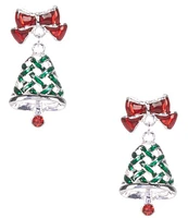 Merry & Bright Christmas Silver Bell Drop Earrings