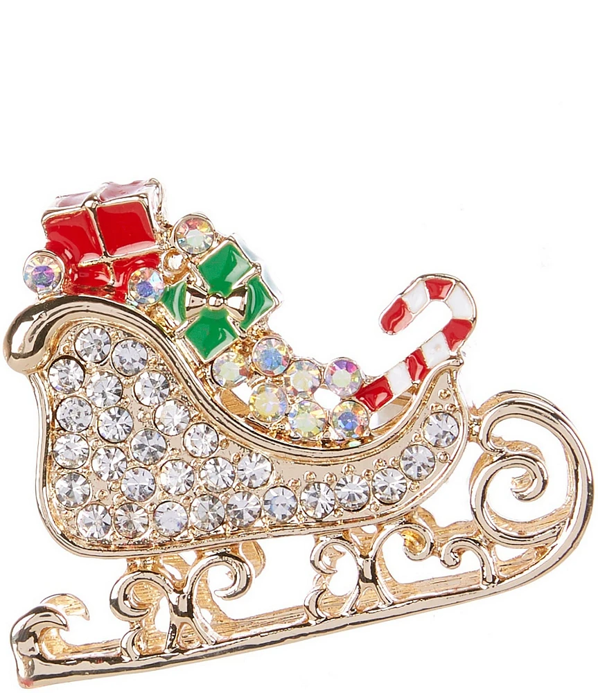 Merry & Bright Christmas Sleigh Pin