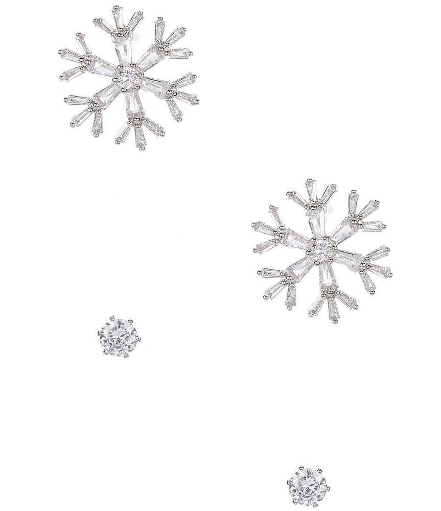 Merry & Bright Christmas Snowflake CZ Stud Earrings