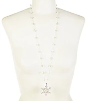 Merry & Bright Christmas Snowflake Long Pendant Necklace