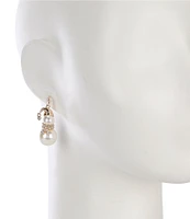 Merry & Bright Christmas Snowman Double Pearl Drop Earrings