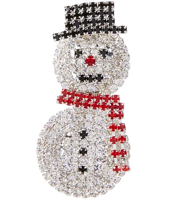 Merry & Bright Christmas Snowman Rhinestone Pin