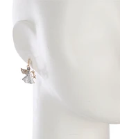 Merry & Bright Crystal Pave Caviar Christmas Angel Drop Earrings