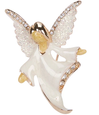 Merry & Bright Crystal Pave Christmas Angel Pin