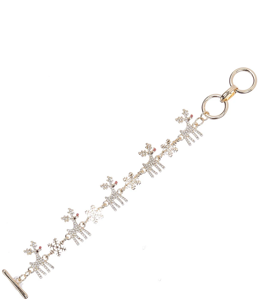 Merry & Bright Crystal Pave Christmas Reindeer Line Bracelet