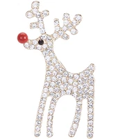 Merry & Bright Crystal Pave Christmas Reindeer Pin