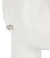 Merry & Bright Crystal Pave Christmas Snowflake Clip Stud Earrings