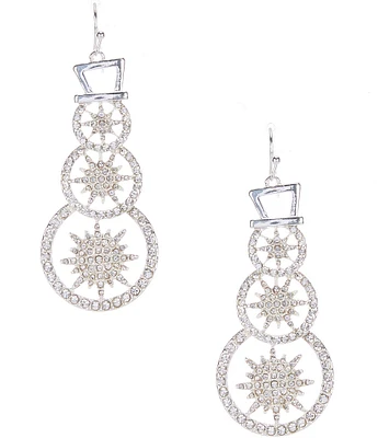 Merry & Bright Crystal Pave Christmas Snowman Drop Earrings