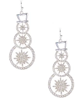 Merry & Bright Crystal Pave Christmas Snowman Drop Earrings