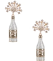 Merry & Bright Crystal Pave New Years Champagne Bottle Drop Earrings