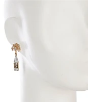 Merry & Bright Crystal Pave New Years Champagne Bottle Drop Earrings