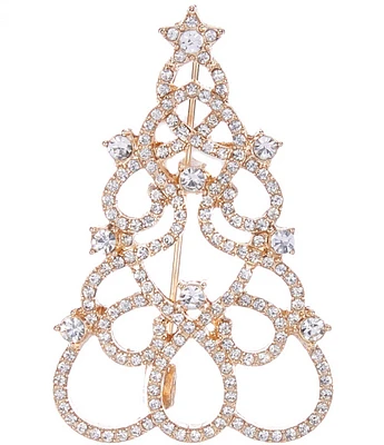 Merry & Bright Crystal Pave Swirl Christmas Tree Pin