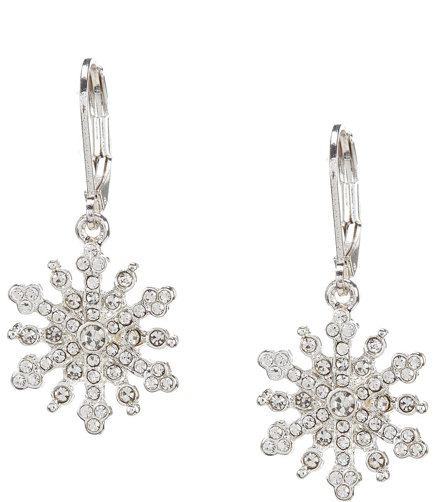 Merry & Bright Crystal Snowflake Christmas Drop Earrings