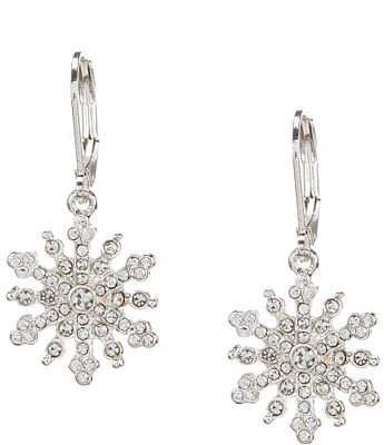 Merry & Bright Crystal Snowflake Christmas Drop Earrings