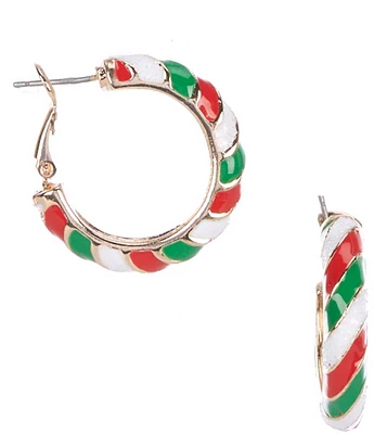 Merry & Bright Enamel Christmas Hoop Earrings