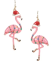 Merry & Bright Festive Christmas Flamingo Drop Earrings