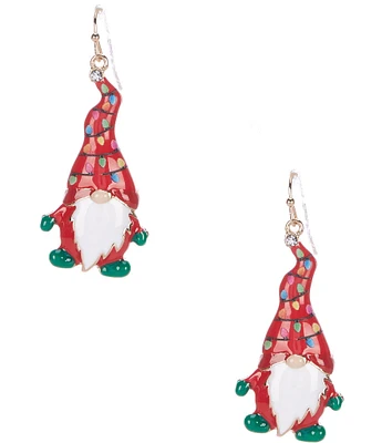 Merry & Bright Festive Christmas Lights Gnome Drop Earrings