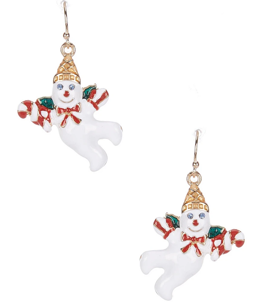 Merry & Bright Festive Flying Mr. Bingle Christmas Drop Earrings