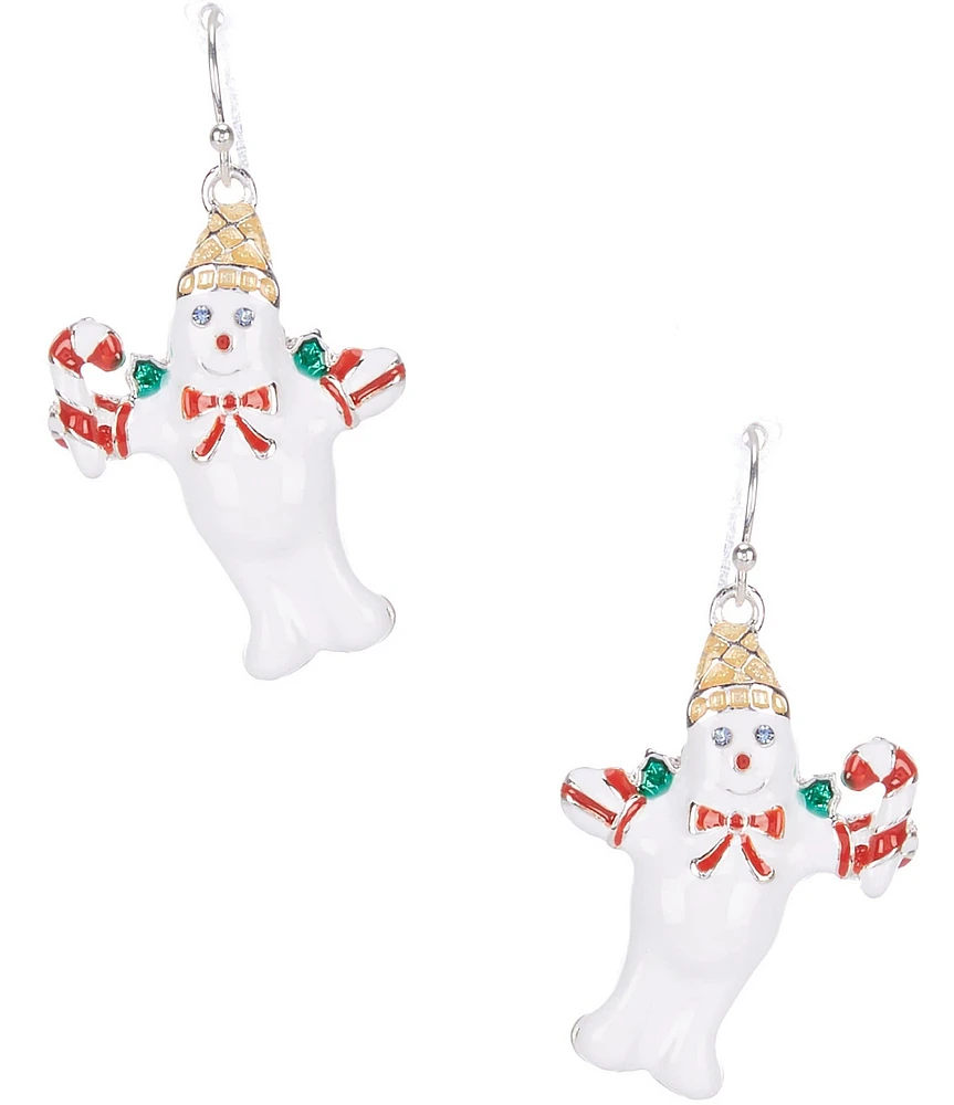 Merry & Bright Festive Standing Mr. Bingle Christmas Drop Earrings