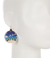 Merry & Bright Flying Santa Sleigh Christmas Ornament Drop Earrings