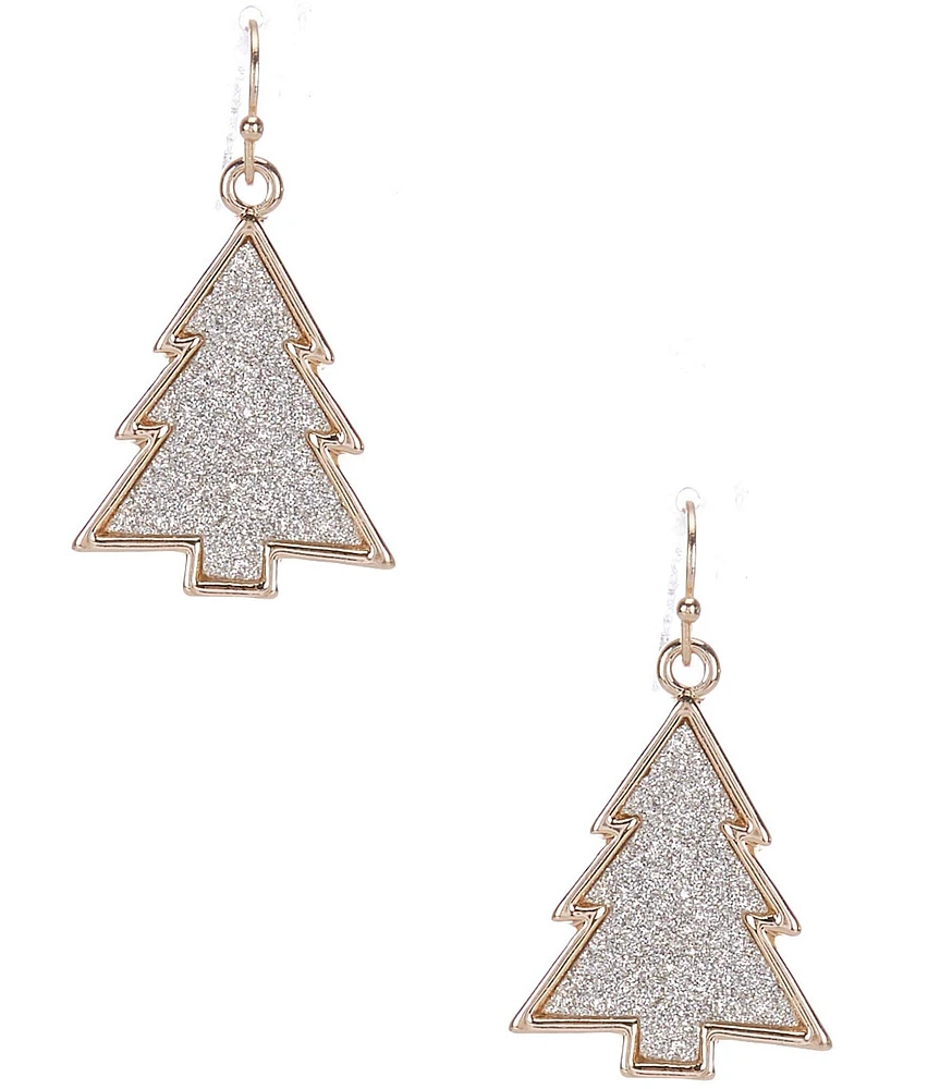 Merry & Bright Glitter Christmas Tree Drop Earrings