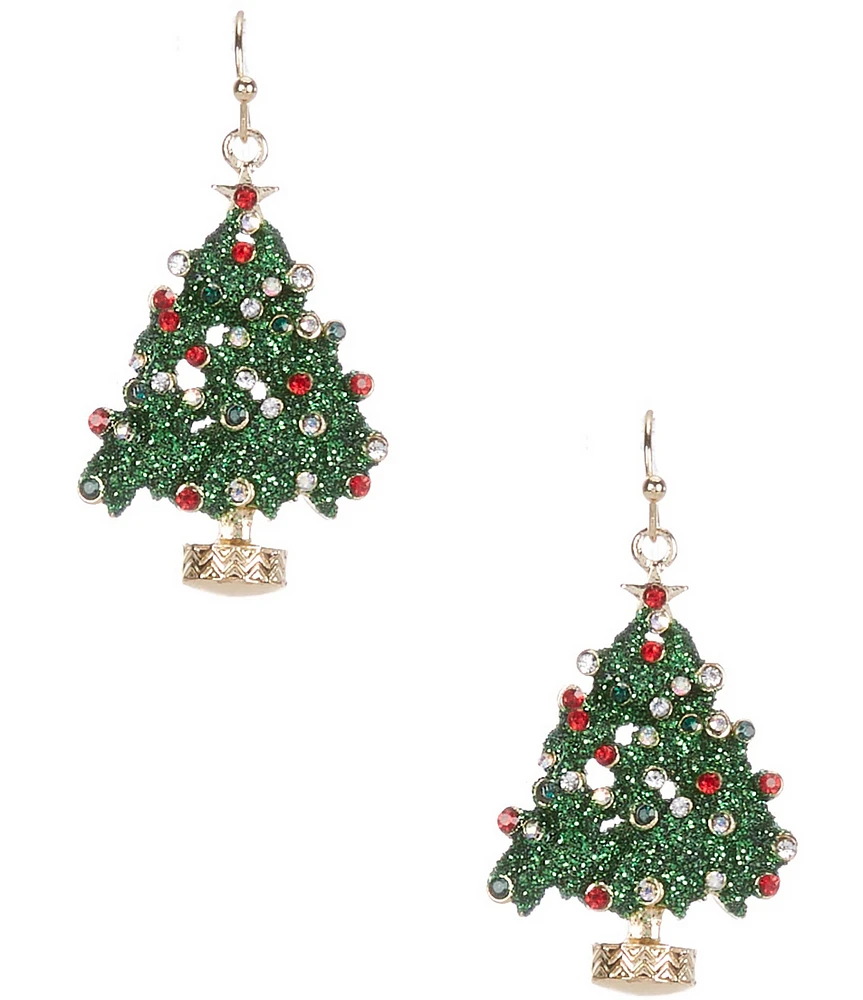 Merry & Bright Glitter Christmas Tree Drop Earrings