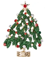 Merry & Bright Glitter Christmas Tree Pin