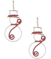 Merry & Bright Glitter Wire Christmas Snowman Drop Earrings