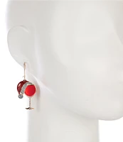 Merry & Bright Glitzy Santa Hat Wine Cup Christmas Drop Earrings